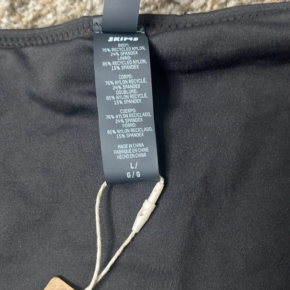 NWT SKIMS Signature Swim Mid Waist Bottom & tank bikini top Onyx Black Sz large